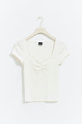 Scrunch detail top - Blanc cassé
