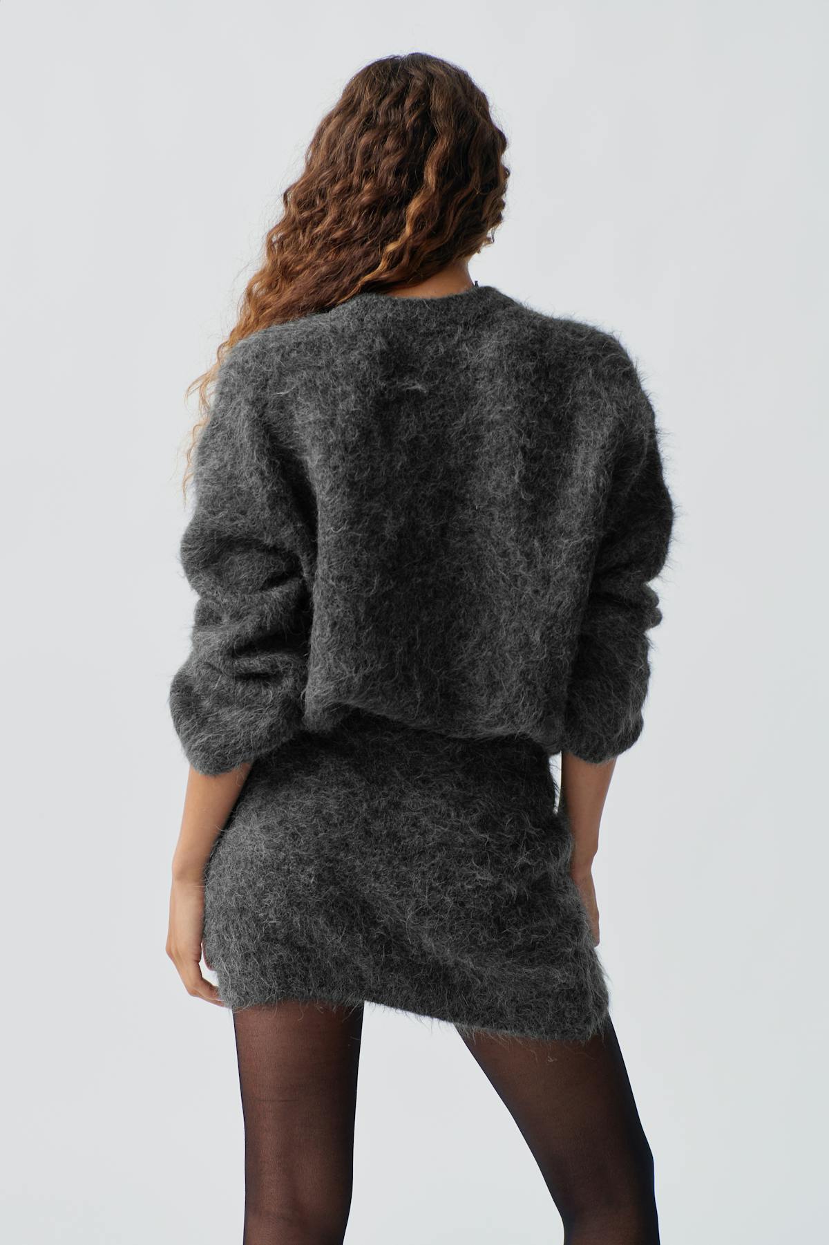 Knitted mini skirt - Mid grey mel