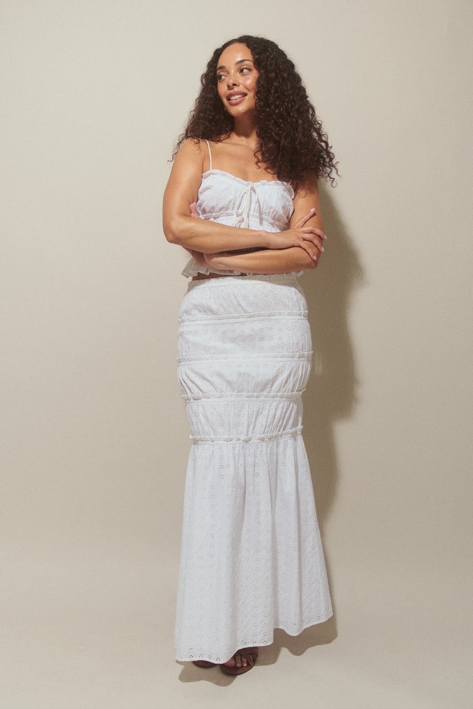 Gathered frill skirt - Blanc