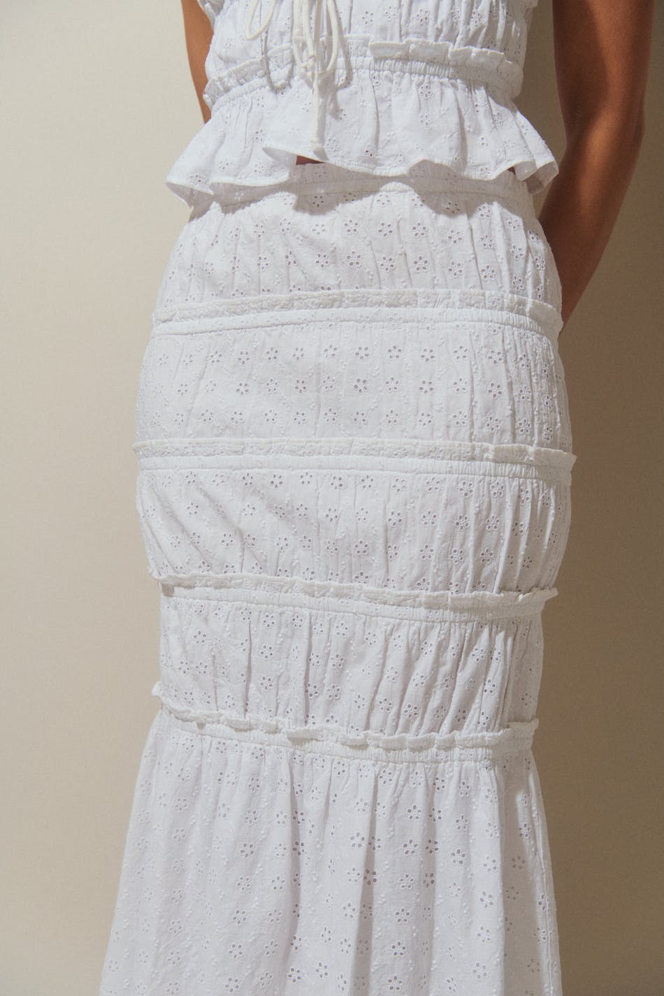 Gathered frill skirt - Blanc