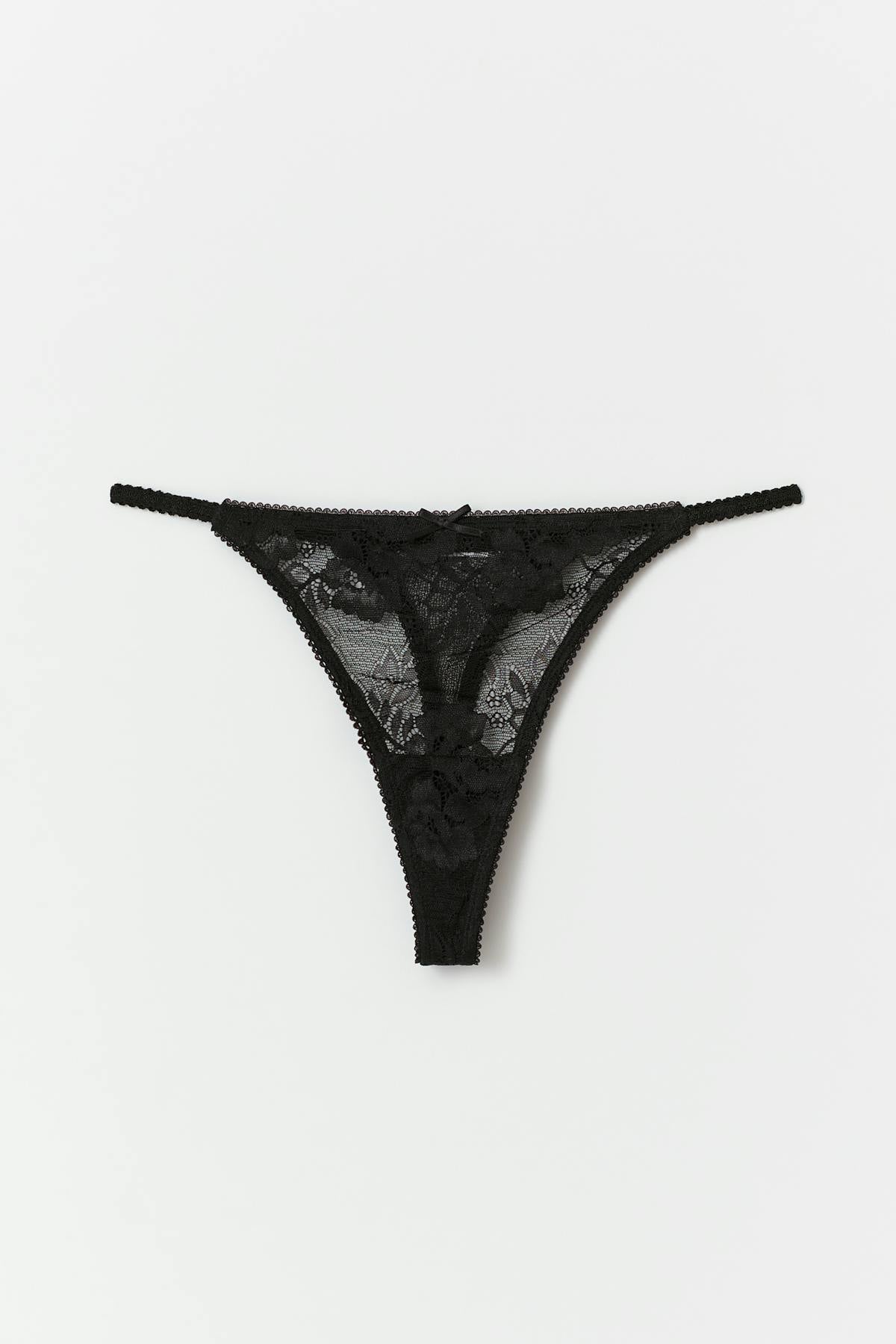 Lace thong - Noir