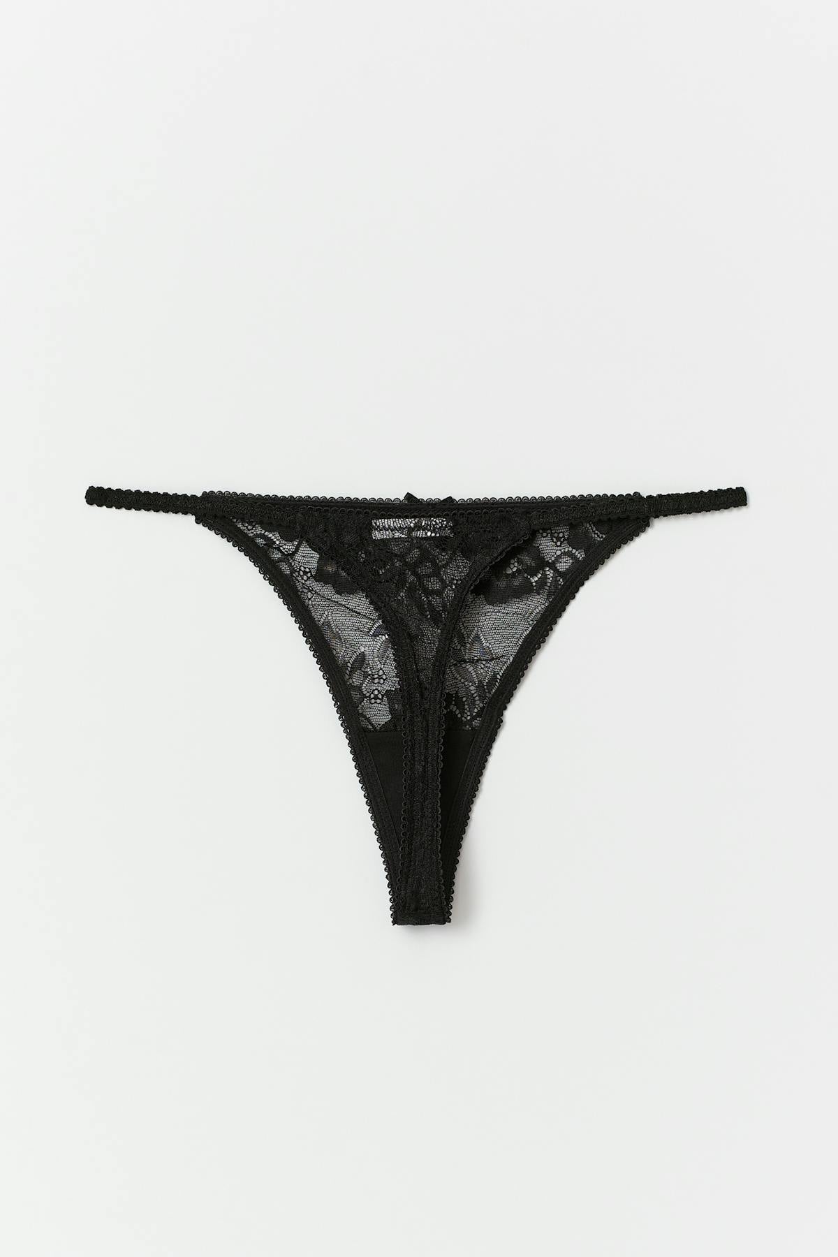 Lace thong - Noir