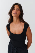 Square neck tank - Noir