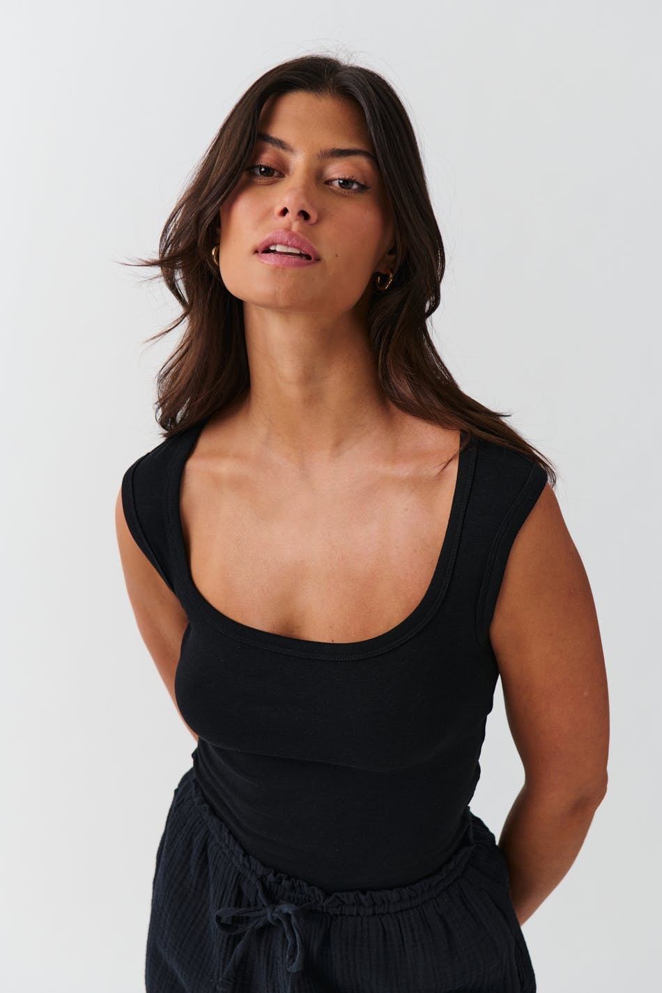 Square neck tank - Noir