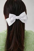 Satin bow hair clip - Cloud dancer