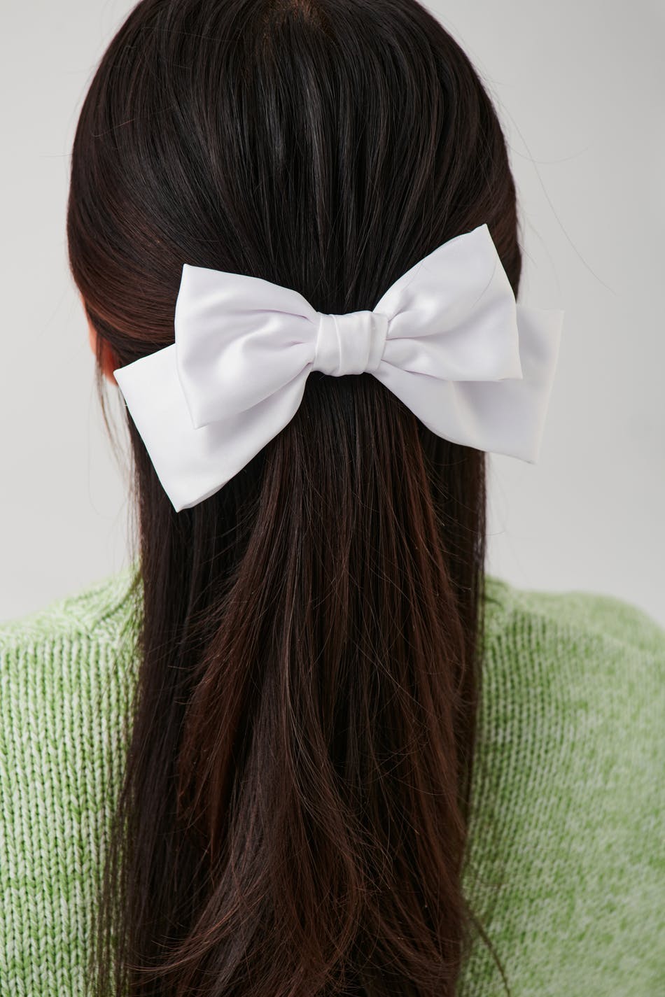 Satin bow hair clip - Cloud dancer