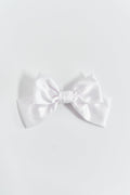 Satin bow hair clip - Chocolate plum