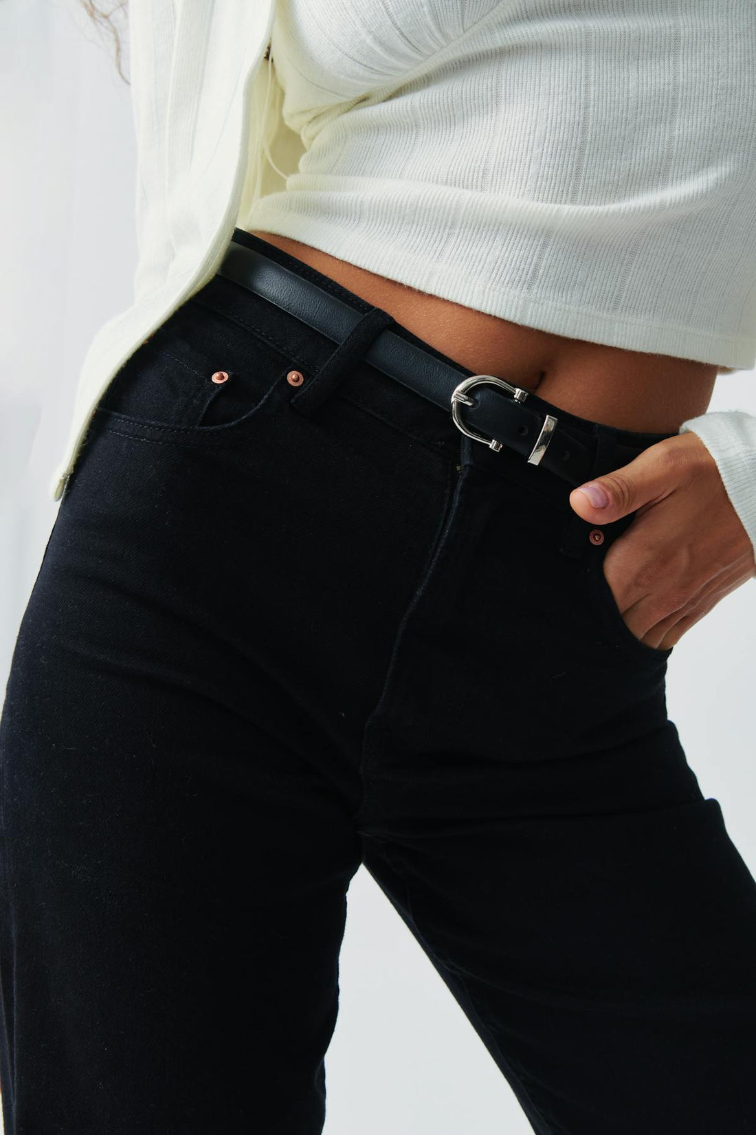Slim belt - Black/silver