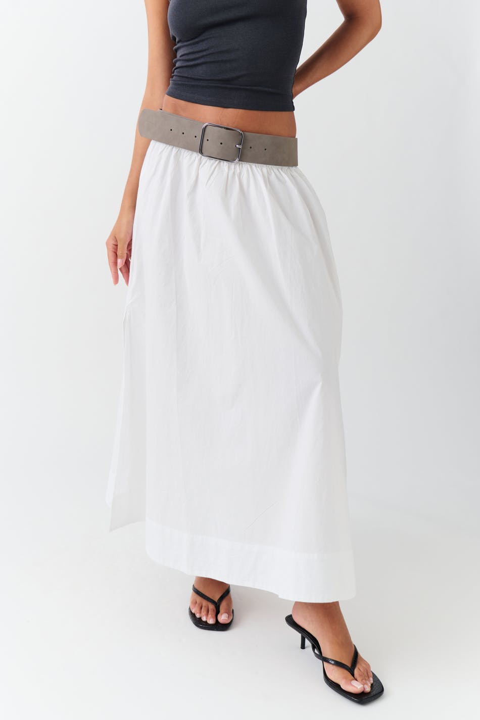 Wide suede belt - Gris