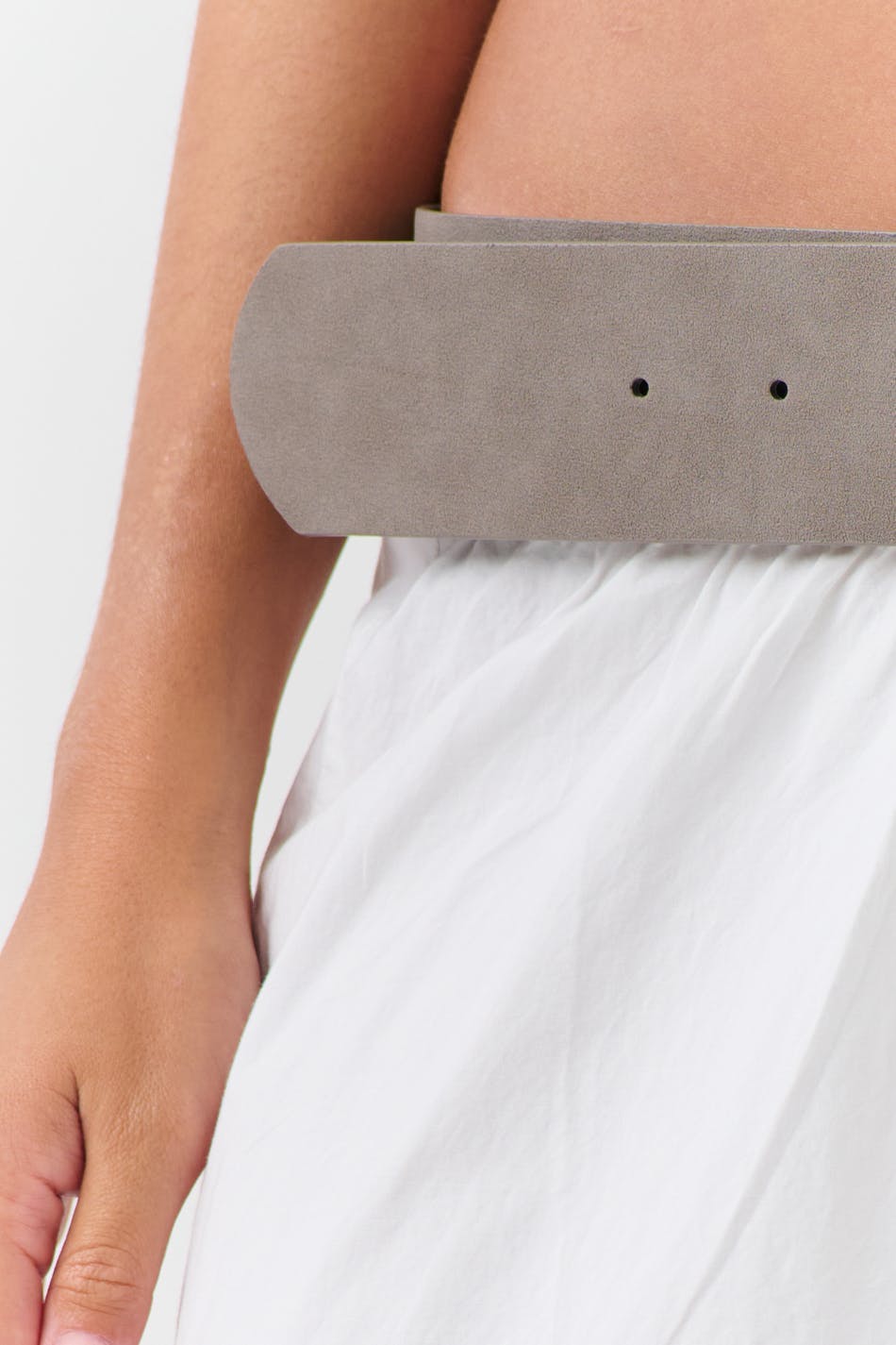 Wide suede belt - Gris