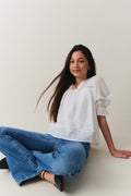 y puff sleeve blouse - Blanc