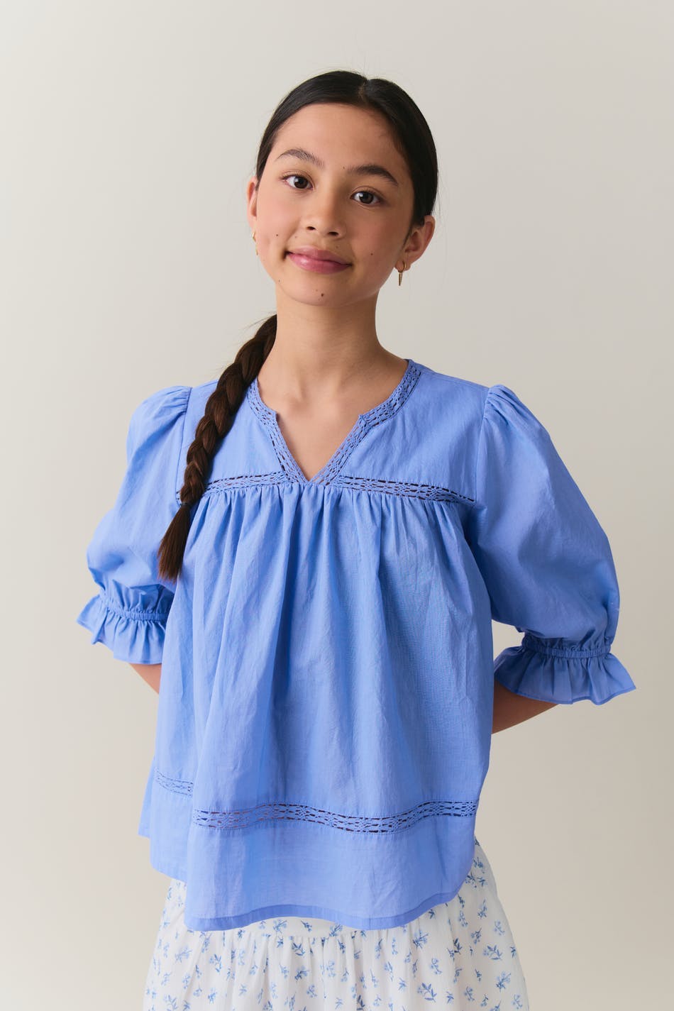 y puff sleeve blouse - Cornflower blue
