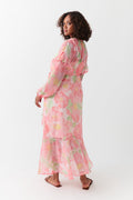 Chiffon dress - Flower pink