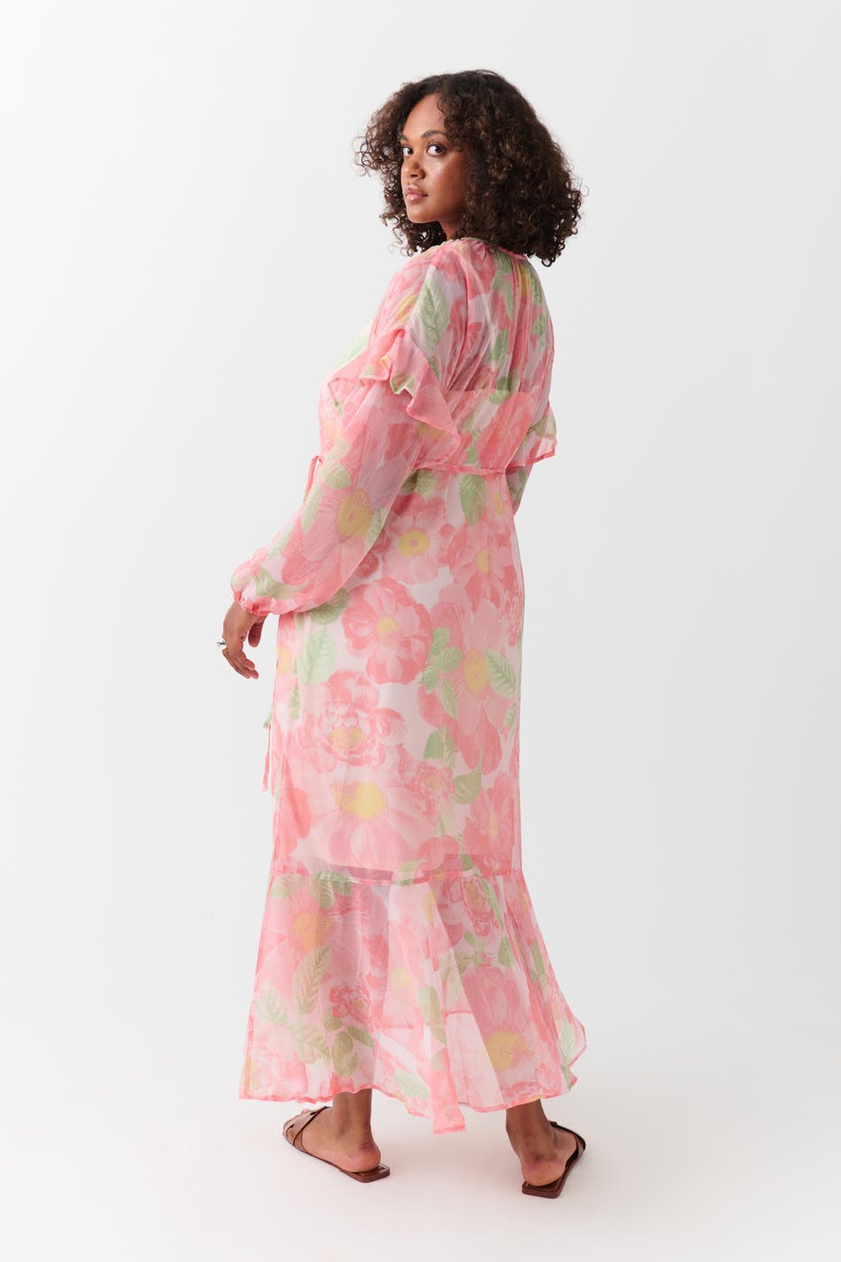 Chiffon dress - Flower pink