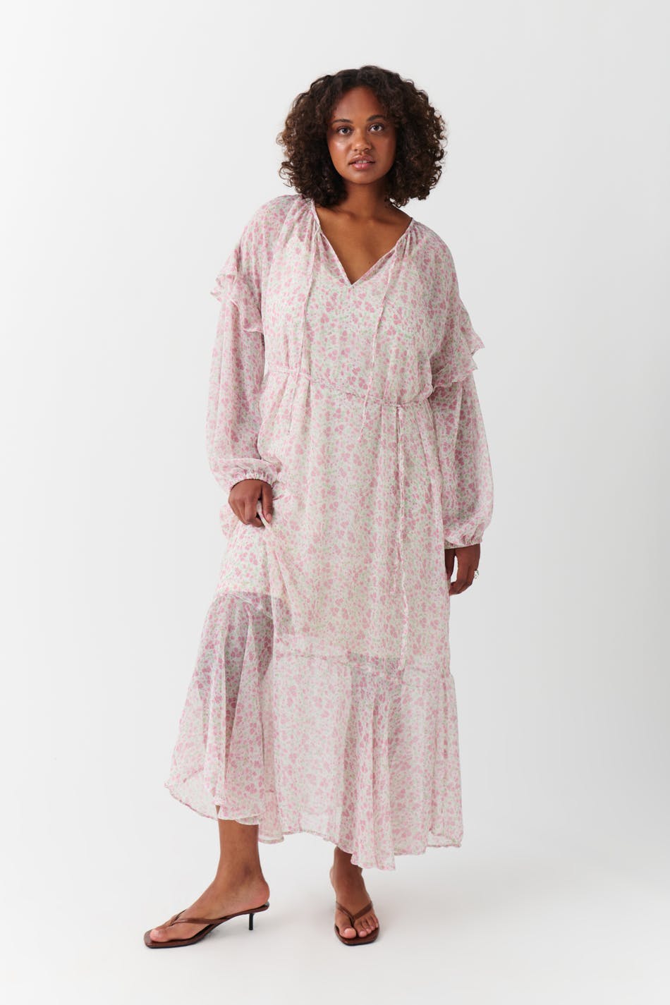Chiffon dress - Flower pink