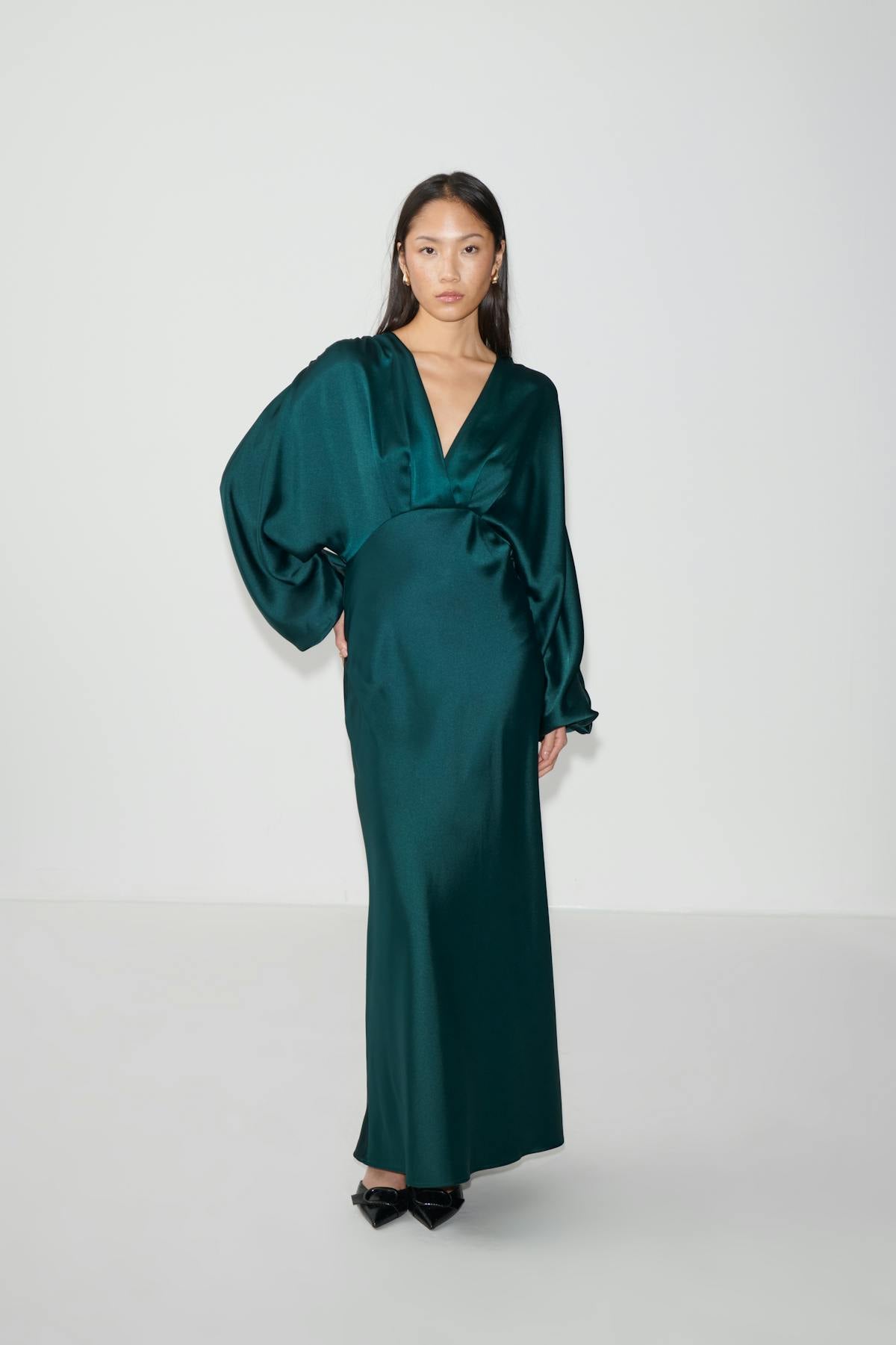 satin midaxi dress - Noir