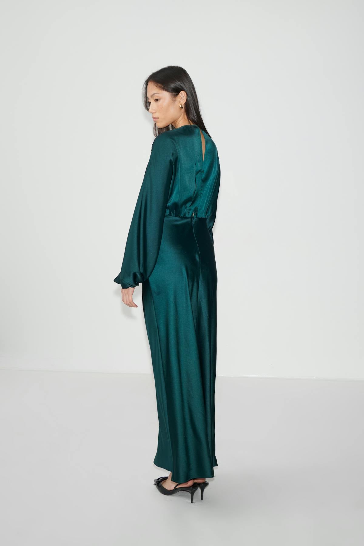 satin midaxi dress - Noir