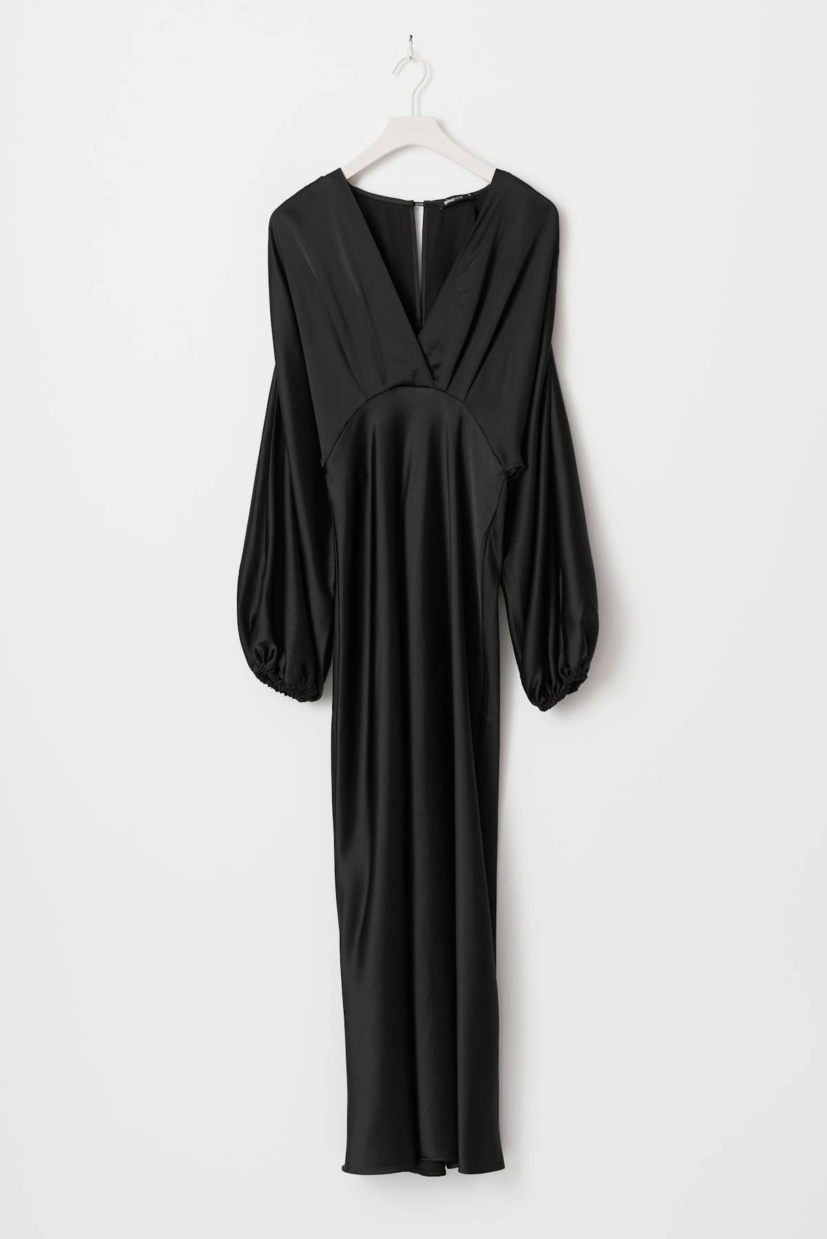satin midaxi dress - Noir