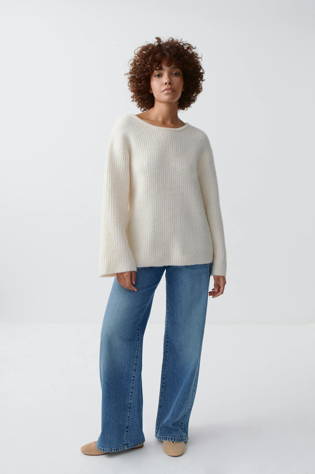 Knitted bow sweater - Gardenia