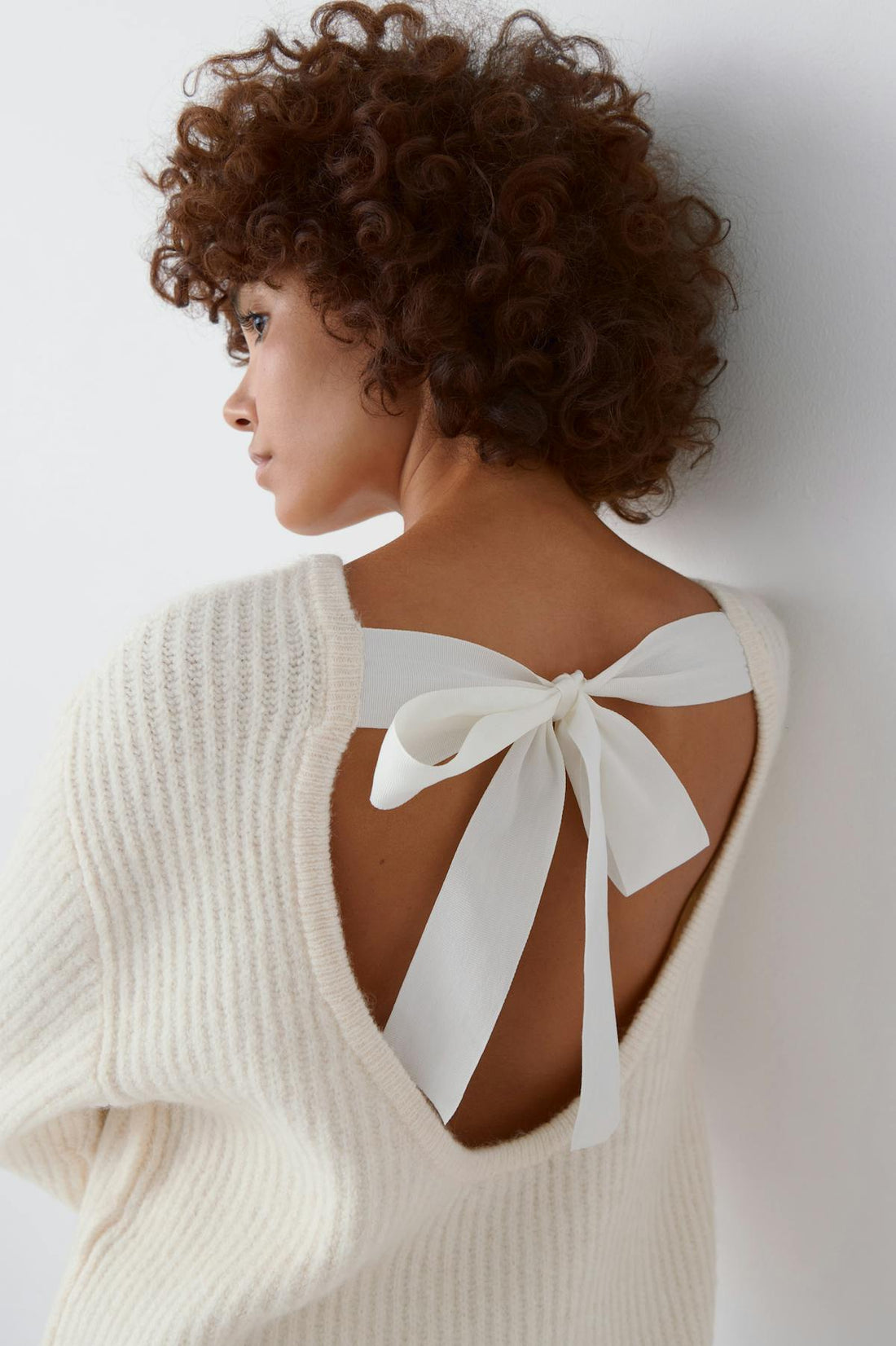 Knitted bow sweater - Gardenia