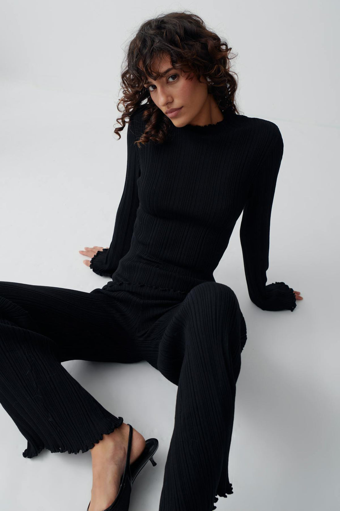 Knitted babylock top - Noir