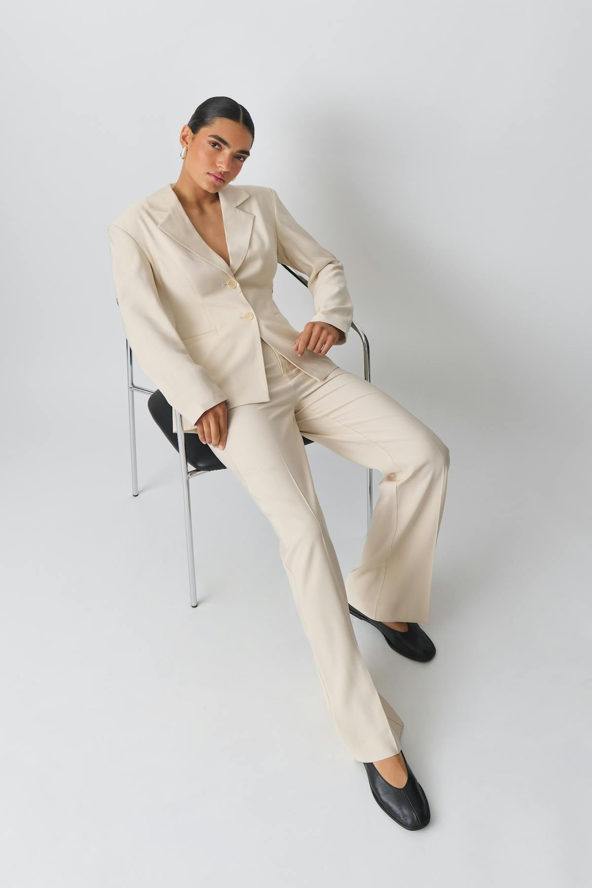 Straight viscose trousers - Bleu marine