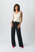 Straight viscose trousers - Bleu marine