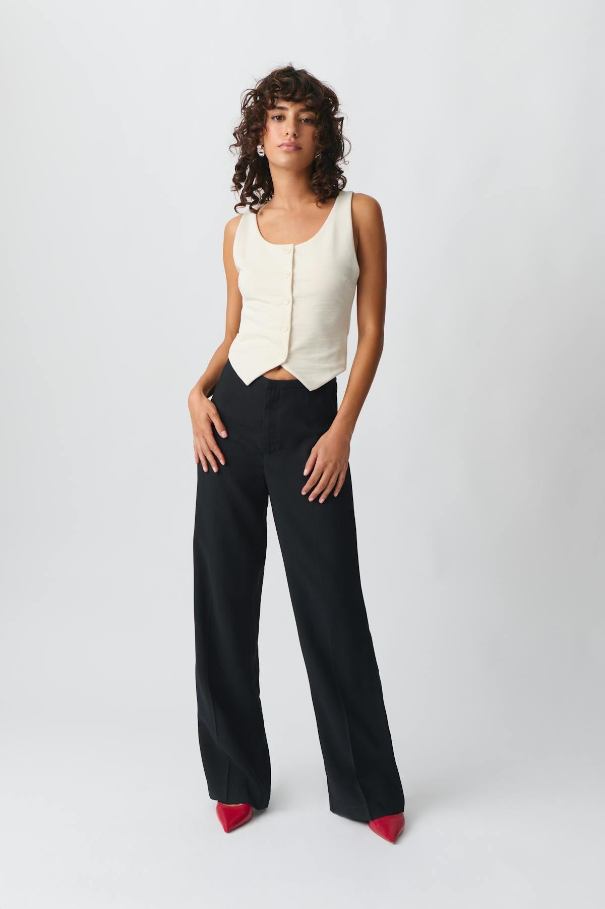 Straight viscose trousers - Bleu marine
