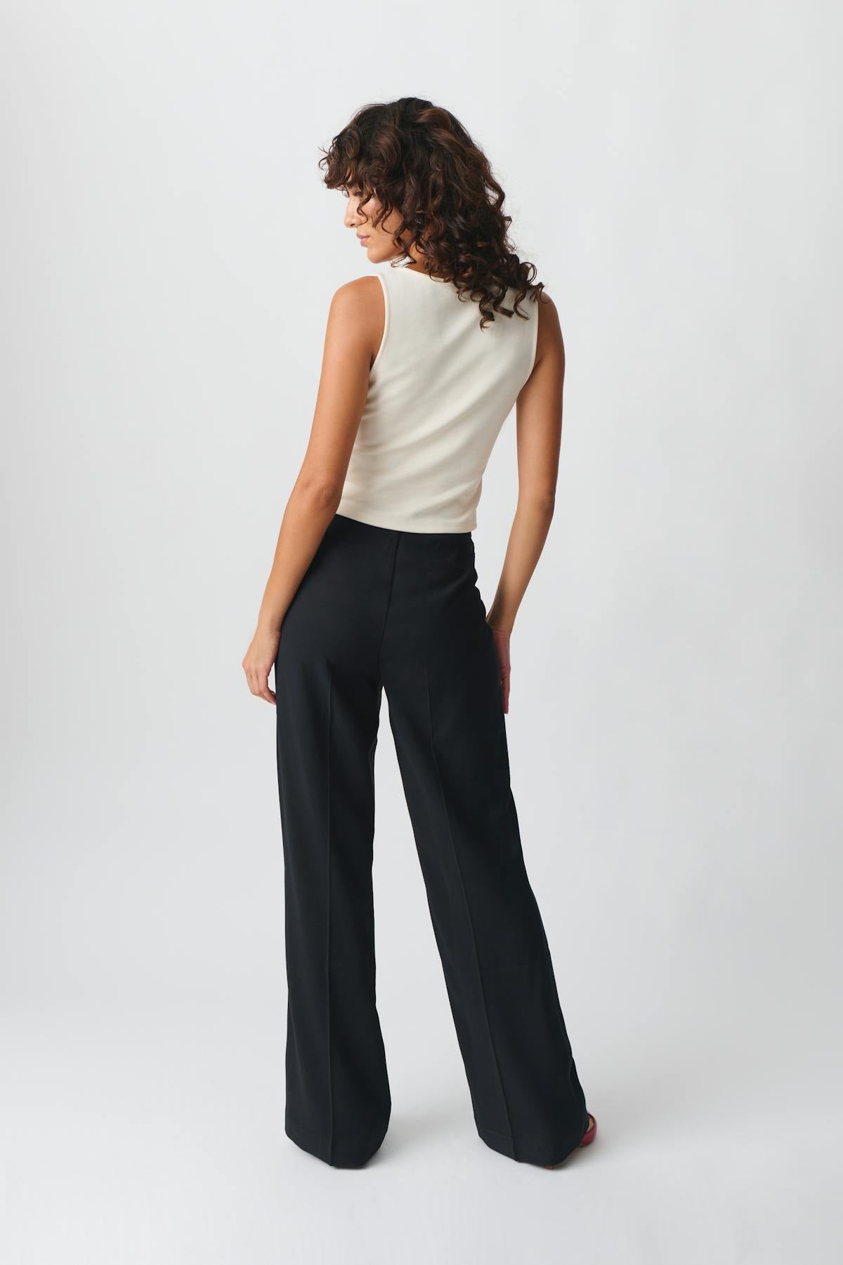 Straight viscose trousers - Bleu marine