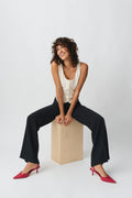 Straight viscose trousers - Pumice stone