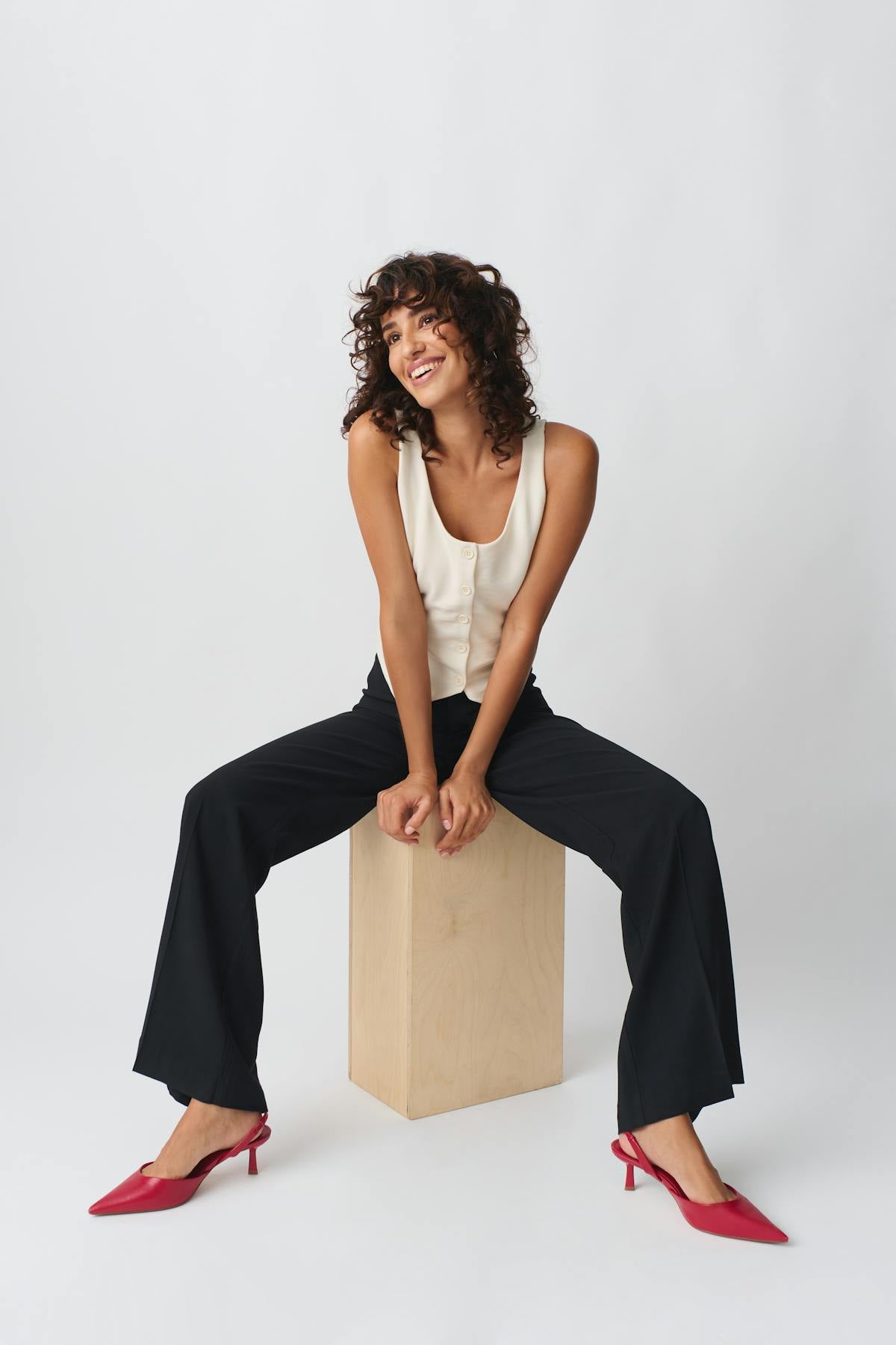Straight viscose trousers - Pumice stone