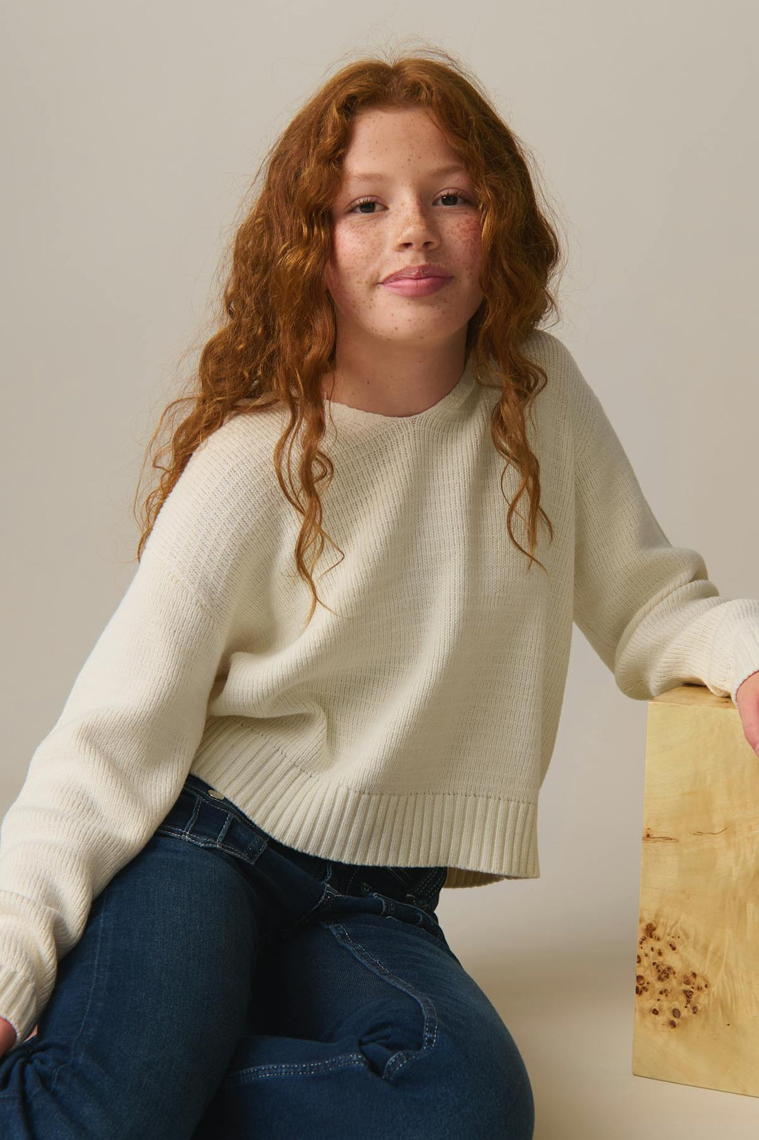 knitted hoodie - Creme