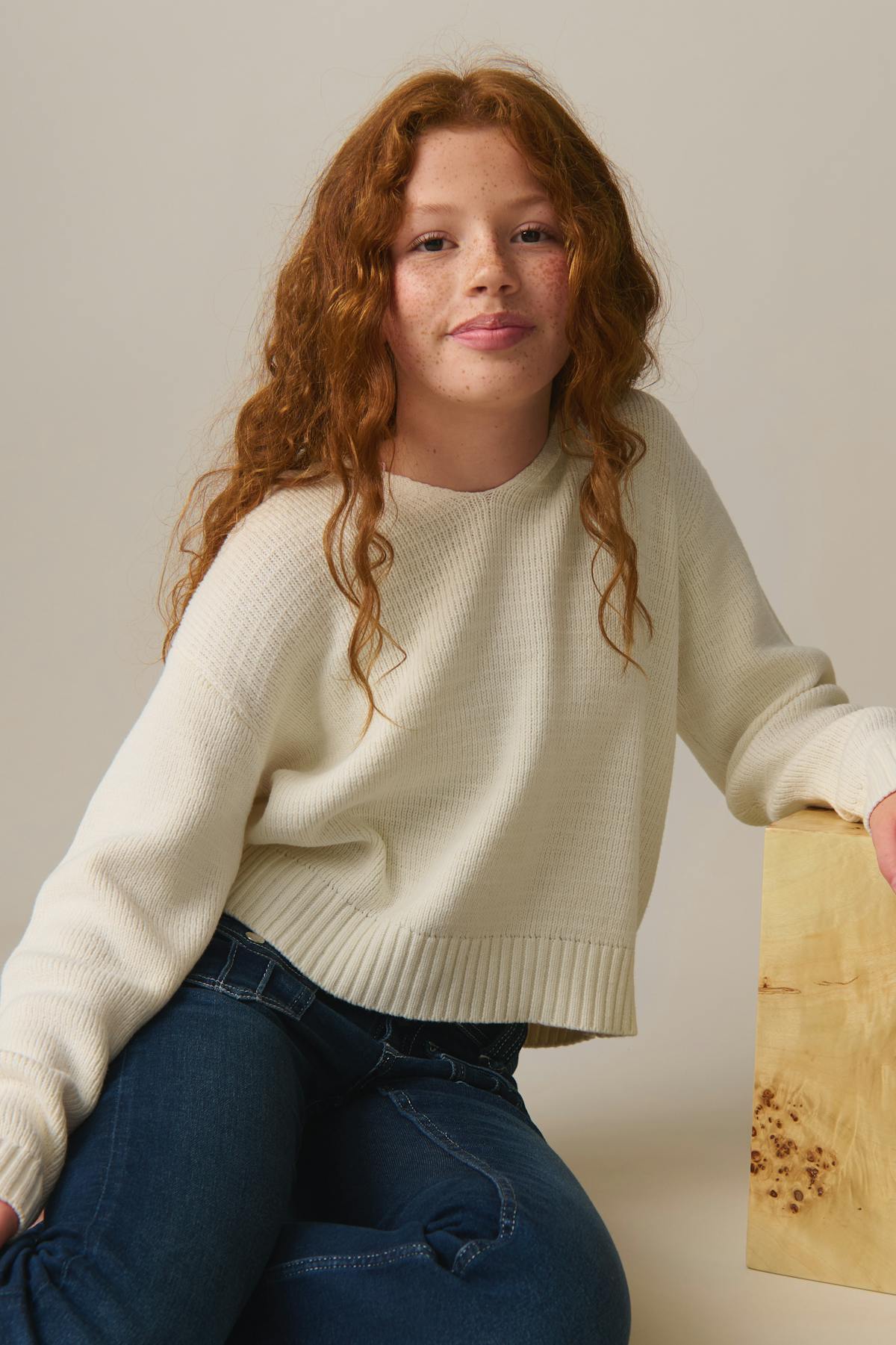 knitted hoodie - Creme