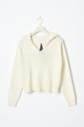 knitted hoodie - Creme