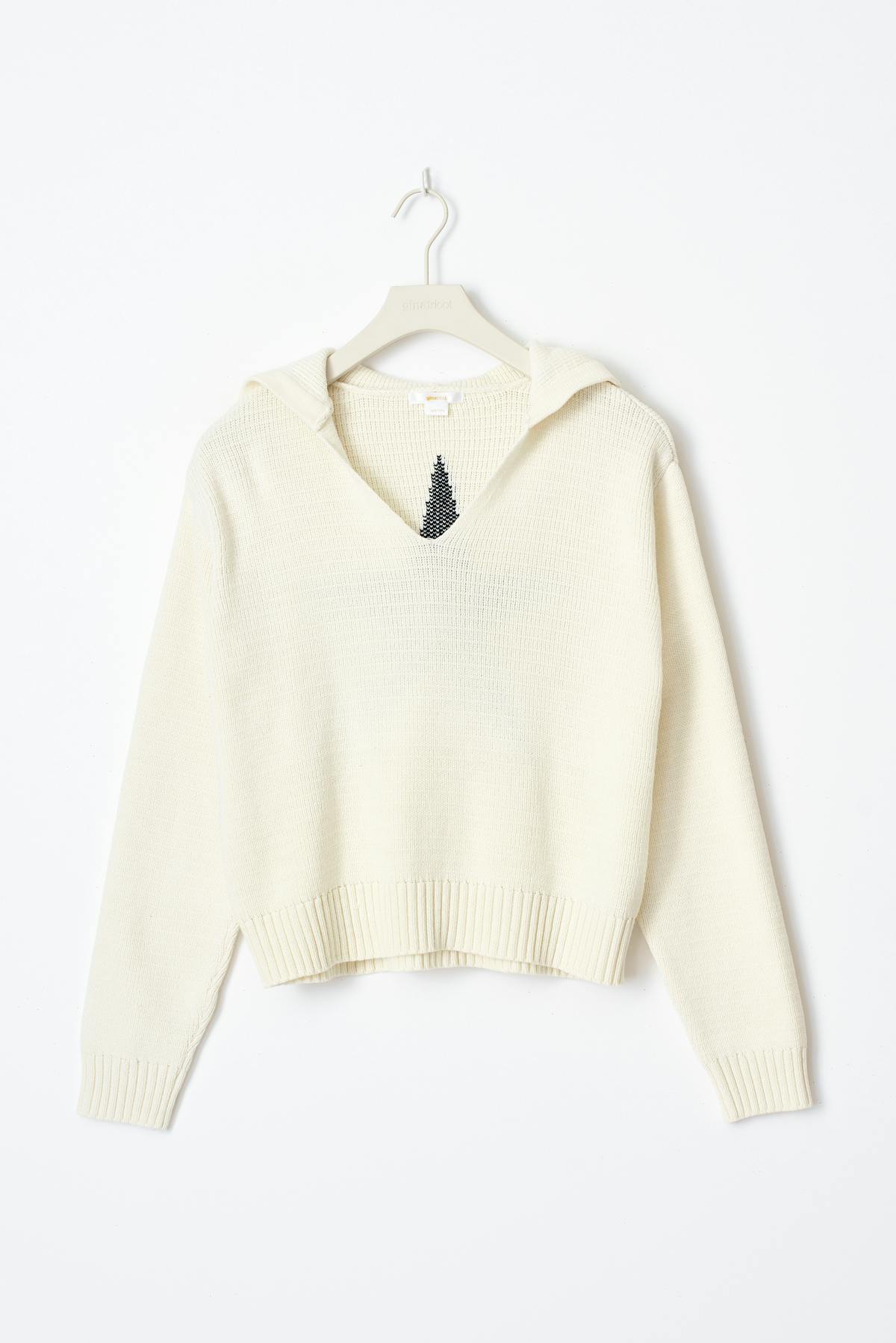 knitted hoodie - Creme
