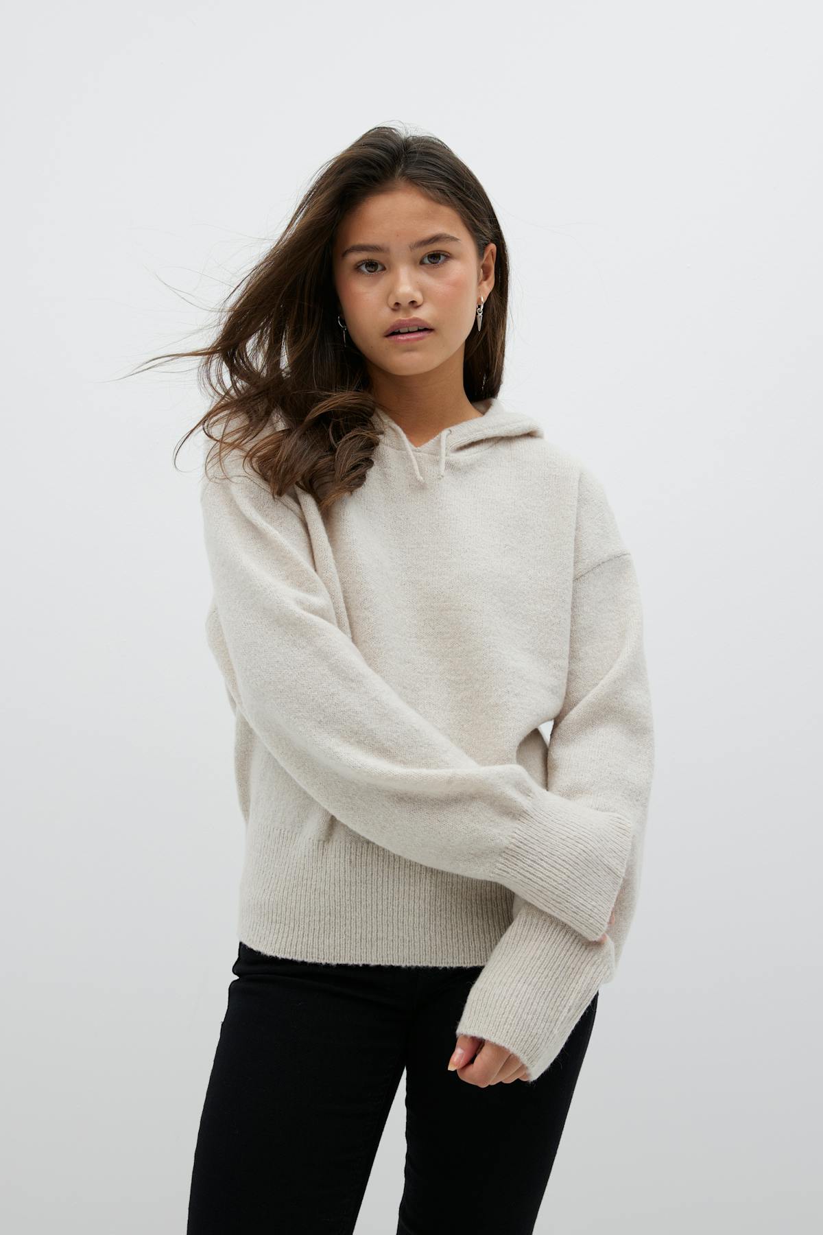 y soft knitted hoodie - Pink melange