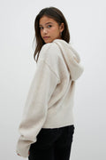 y soft knitted hoodie - Oat melange