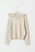 y soft knitted hoodie - Oat melange