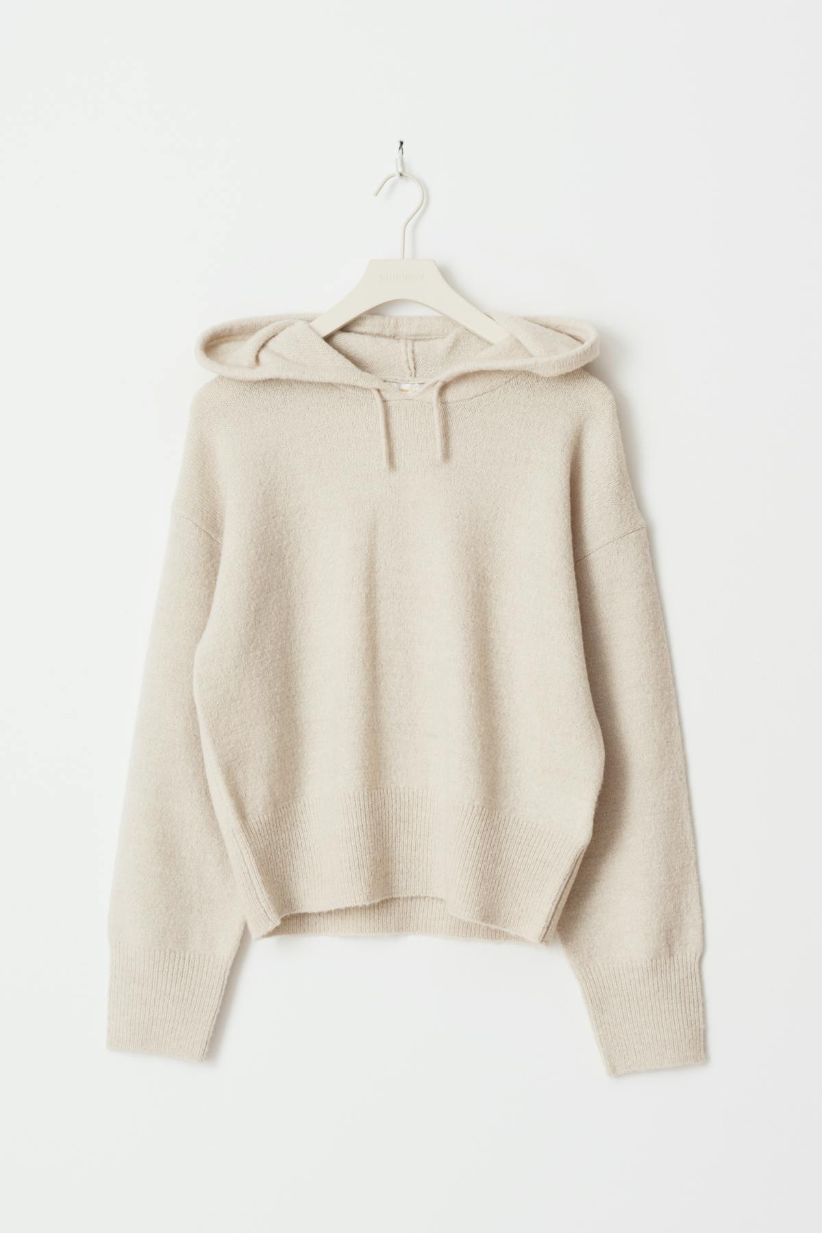 y soft knitted hoodie - Oat melange