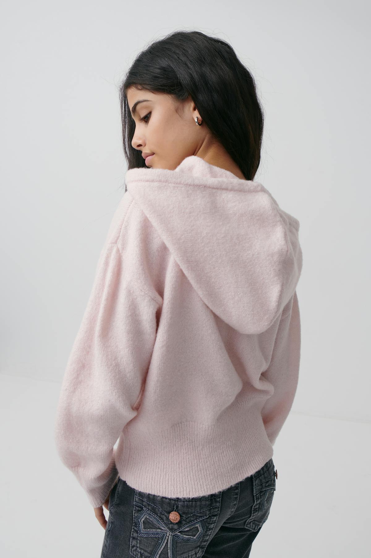 y soft knitted hoodie - Pink melange
