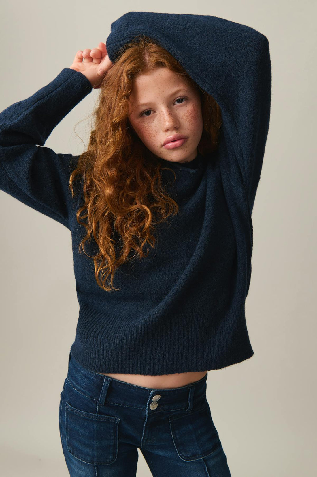 y soft knitted hoodie - Bleu marine
