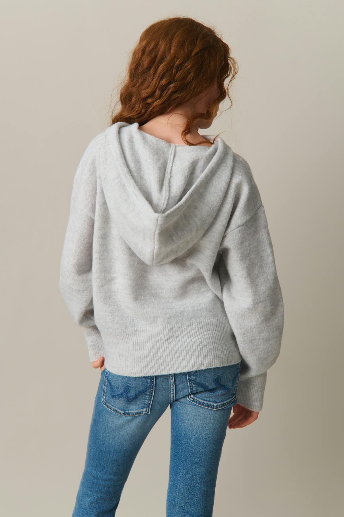 y soft knitted hoodie - Lt grey melange