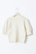 Y kn cropped sleeve top - Gardenia