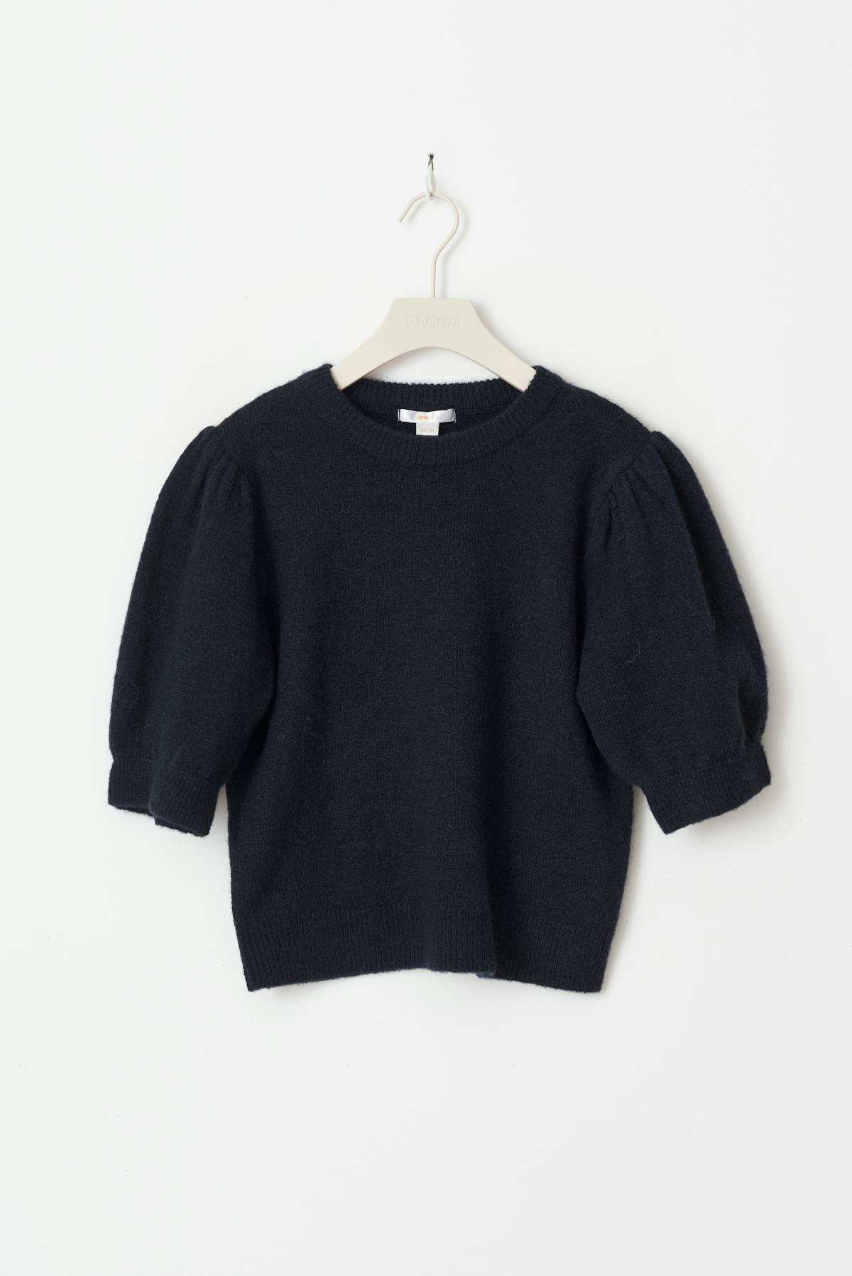 Y kn cropped sleeve top - Navy blazer