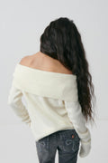 Y kn off shoulder sweater - Bleu marine