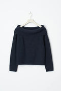 Y kn off shoulder sweater - Bleu marine