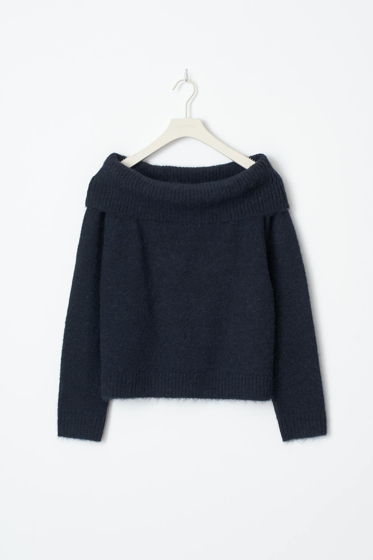 Y kn off shoulder sweater - Bleu marine