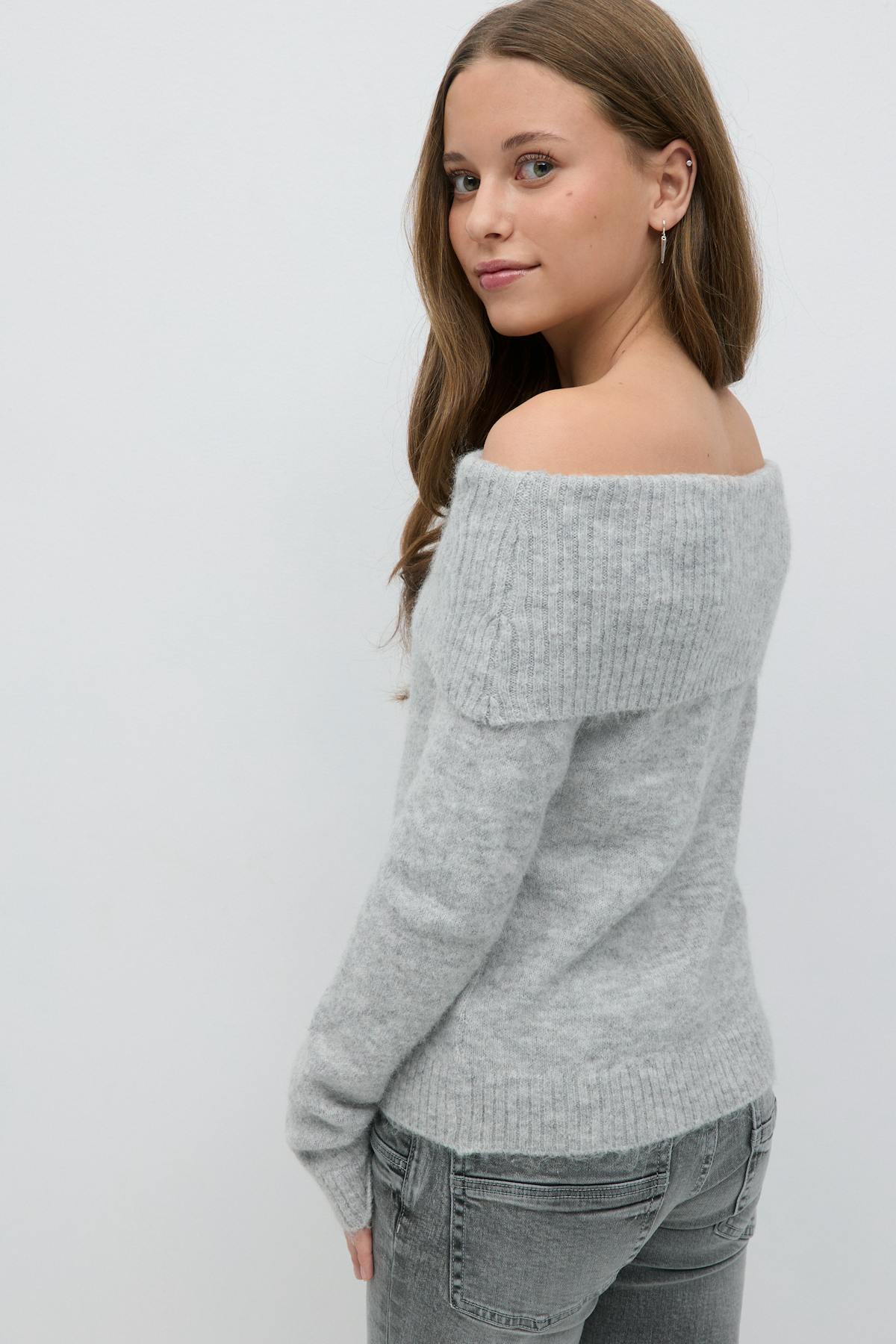 Y kn off shoulder sweater - Creme