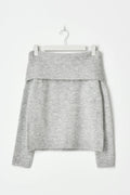 Y kn off shoulder sweater - Lt grey melange