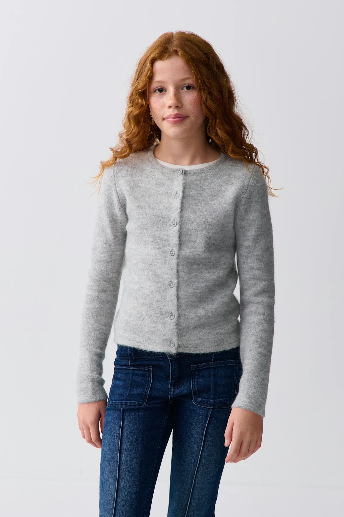 Knitted cardigan - Grey melange